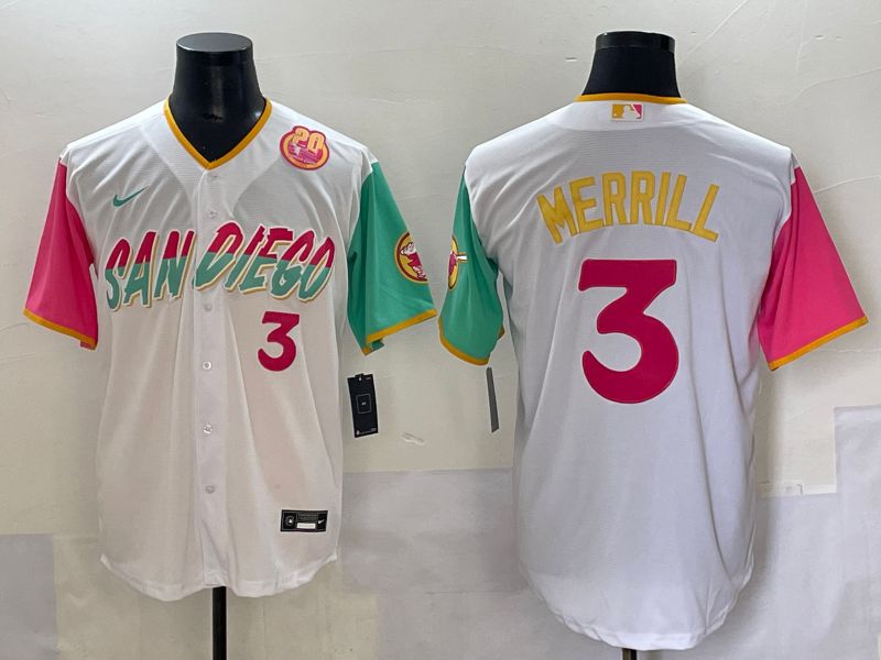 Men 2025 San Diego Padres #3 Merrill White City edition Nike MLB Jersey style 2->san diego padres->MLB Jersey